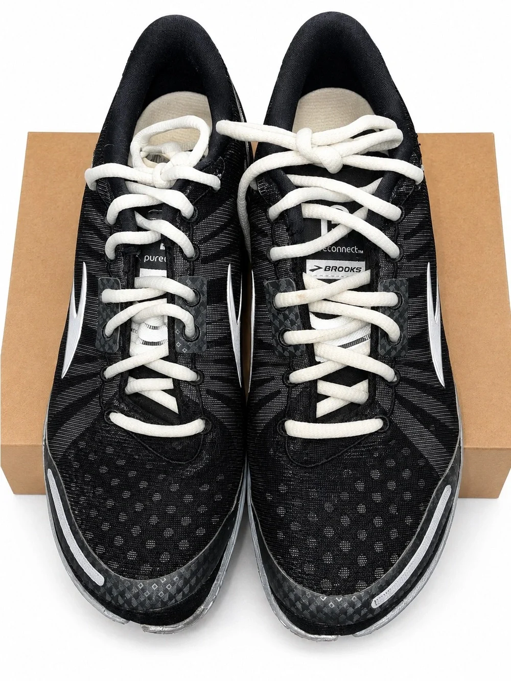 Brooks PureConnect Men’s Size 9 M Black Silver Lightweight Mesh Running Shoes